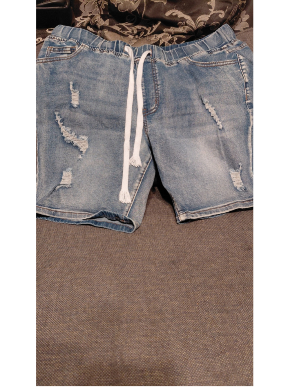 Women's Unbranded Distressed Jean Shorts XL Blue White
